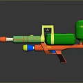 Colorful Sci Fi Weapon 3D Model With Green Blue Red Purple Barrel Grip Design