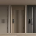 Stylish Modern Security Doors With Stripe Design And Secure Lock For Home Security 3d model
