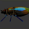 Colorful 3D Rendered Beetle With Shiny Blue Legs And Artistic Design