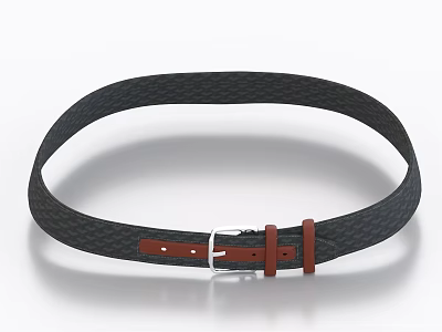 Stylish Black Leather Belt With Braided Design And Brown Buckle Details 3d model