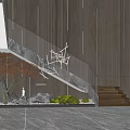 Modern Staircase Design With Glass Railing Gray Walls Vertical Light Strips And Marble Floor