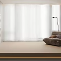 White Vertical Blinds In Modern Interior With Washing Machines Gray Sofa And Floor Lamp