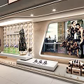 Ochirly Store Window Display With Fashionable Dresses Bags Shoes And Patterned Wall