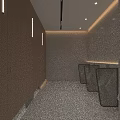 Modern Luxury Public Toilet Interior Design With Marble Wash Counter And Warm Comfortable Ambient Lighting