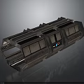 Modern Industrial Transport Pod With Metallic Exterior And Multiple Windows