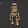 Copper Colored Robot Game And Movie Character With Green Eyes Mechanical Design And Panel Details