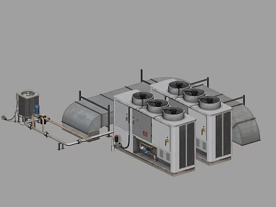 Industrial Piping System Connecting Cooling Towers Water Tank And Machinery Equipment 3d model