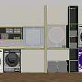 Modern Laundry Room Design With Washing Machines Cabinets And Storage Baskets