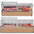 Commercial Display Refrigerator with Glass Door for Meat and Fruits in Wooden Base