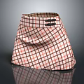 Fashionable A Line Plaid Skirt With Red And White Check Pattern And Belt
