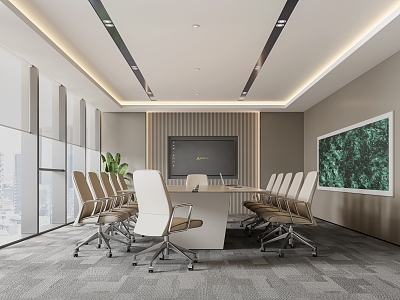 Meeting Room Conference Table Background Wall Painting 3d model