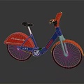 Blue and Red Bicycle Featuring Black Seat Wheels and BICYCLE Frame 3d model