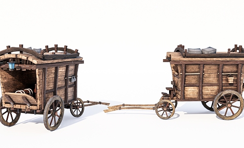 Vintage Carriage Old Wooden Carriage Wooden Carriage 3d model