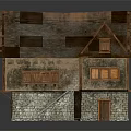 Traditional Wooden House With Sloped Roof Stone Walls Wooden Windows And Exterior Staircase
