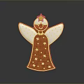 Angel Shaped Gingerbread Cookie With White Star Decorations And Yellow Star On Head