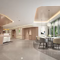 Modern Reception Area Design With Wooden Elements White Reception Desk Pendant Lights And Green Plants