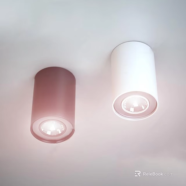 Dark And White Ceiling Downlights Illuminated With Bright Light Source Design 3d model