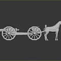 White Classic Horse Drawn Carriage Model Featuring Large Wheels And Standing Horse