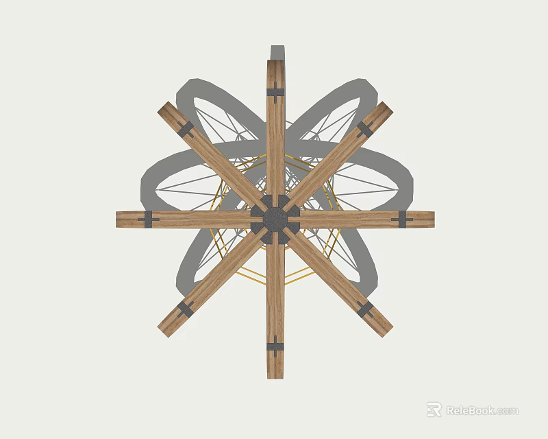 Snowflake Shaped Wooden Metal Rotating Climbing Outdoor Kids Playground Equipment 3d model 