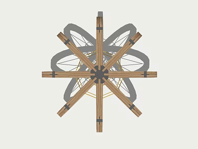 Snowflake Shaped Wooden Metal Rotating Climbing Outdoor Kids Playground Equipment 3d model