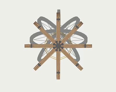 Snowflake Shaped Wooden Metal Rotating Climbing Outdoor Kids Playground Equipment 3d model