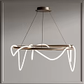Modern Chandelier Design With Geometric Ring Structure And White Neon Light 3d model