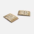 Open Vintage Ancient Books With Detailed Historical Text And Illustrations On Pages