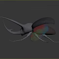 Colorful Iridescent Winged Beetle With Black Body And Long Antennae On Dark Background