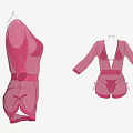 Pink Sheer Lingerie Set With Mesh Fabric And Bow Tie Details