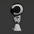 Black And White Robot Character With Blue Eyes White Body And Reflective Base