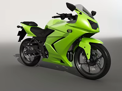 Green Sport Motorcycle With Sleek Design Black Seat And Black Wheels 3d model