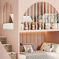 Kids Bunk Bed With Stairs Upholstered Headboard And Decorative Storage Shelves