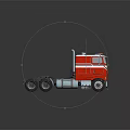 Red Semi Truck Cab With Chrome Accents And Multiple Wheels On Dark Background