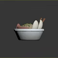 Tasty Noodle Bowl With Halved Fried Eggs Sliced Meat Chopped Green Onions And Chopsticks