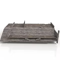 Traditional Wooden Roof Structure With Tile Covering And Eave Beams