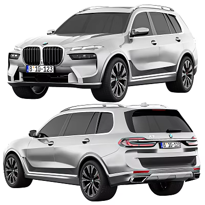 Silver BMW SUV Luxury Design With Front Rear Views Alloy Wheels And LED Lights 3d model