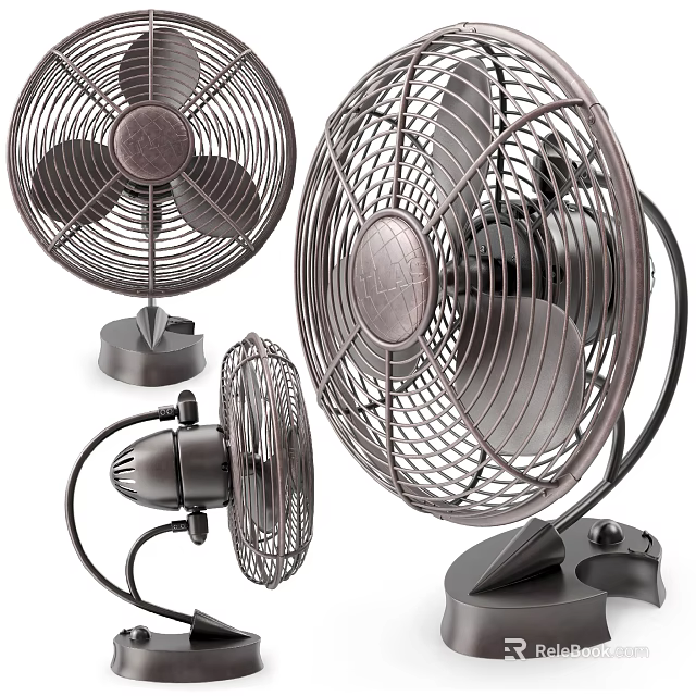 Multiple Air Cooler Fans Featuring Metal Grills And Adjustable Designs 3d model 