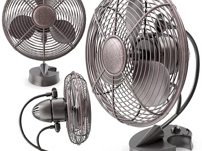 Multiple Air Cooler Fans Featuring Metal Grills And Adjustable Designs 3d model