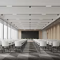 Cultural Center Spacious Meeting Room With Neatly Arranged White Chairs Large Windows And Wooden Walls