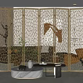 Modern screen metal screen partition 3d model