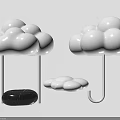 White Cloud Shaped Art Installation With Stand Stone And Hook Structure
