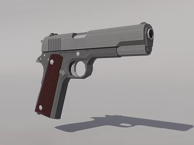 Semi Automatic Handgun With Wooden Grip Metal Body And Classic Design 3d model