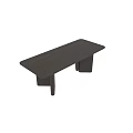 Dark Brown Modern Dining Table With Wide Legs And Minimalist Design