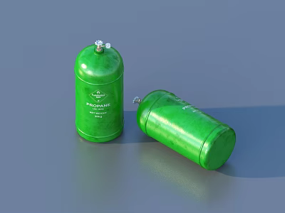 Two Green Gas Cylinders For Household Use With Portable Design 3d model