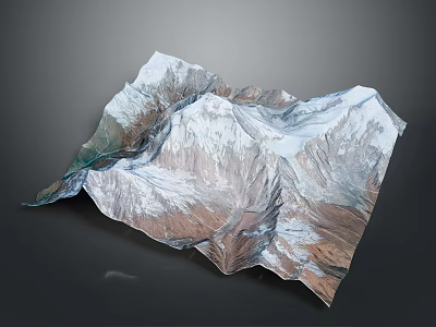 Beautiful Natural Mountain Landscape With Snowy Peaks And Rugged Terrain Features 3d model