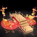 Traditional Themed Photo Spot With Fish Shaped Decorations Red Base And Wooden Steps