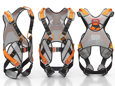 Safety Harnesses With Mesh Design And Adjustable Straps In Multiple Angles 3d model