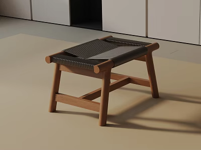 Minimalist Wooden Side Table With Black Tabletop And Crossed Legs In Modern Interior 3d model