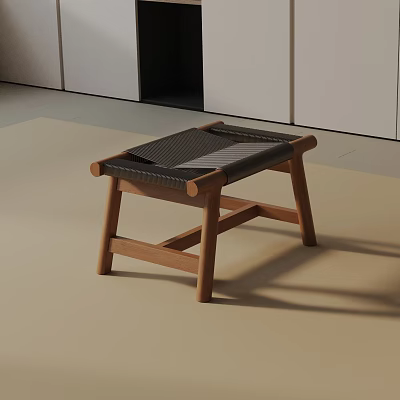 Minimalist Wooden Side Table With Black Tabletop And Crossed Legs In Modern Interior 3d model