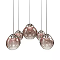 Modern Glass Sphere Chandelier With Multiple Rose Gold Hanging Balls And Metal Suspension Wires